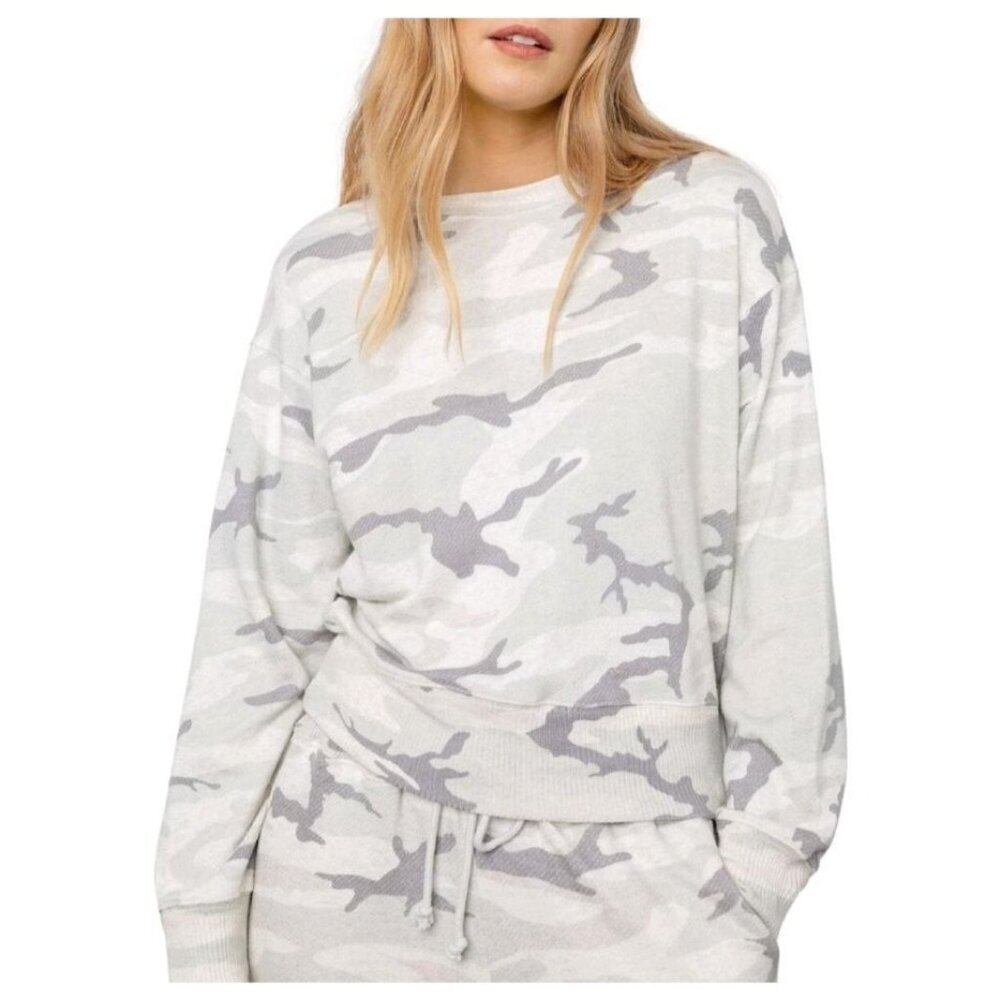Rails Ramona Stone‎ Camo Relaxed Sweater Medium Comfy Lightweight French Terry